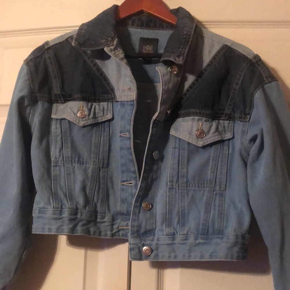 Wild Fable -XS Multi Color Crop Denim Jacket.  Chest pockets. - Picture 2 of 5